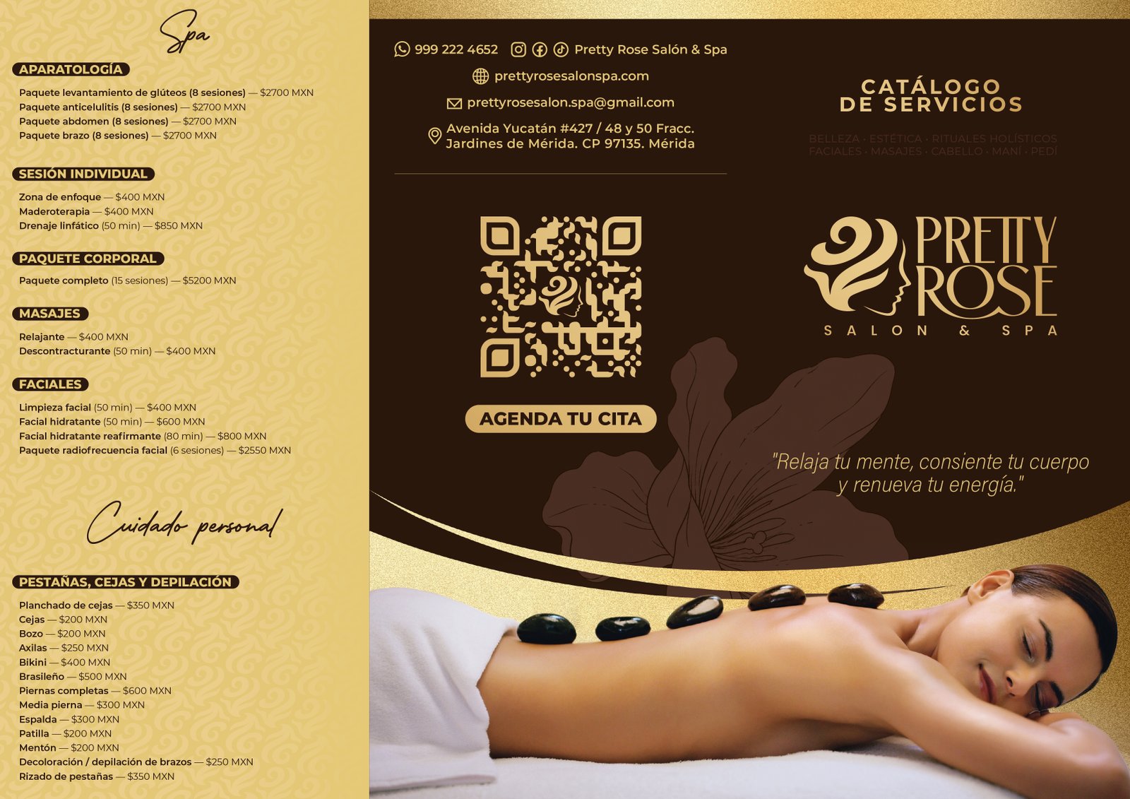Menu de servicios Pretty Rose - Tiro